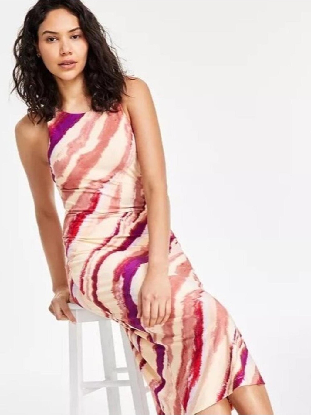 Rachel Rachel Roy Pink  Purple WavePrint Midi Dress
